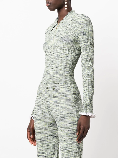 Simkhai Grayson Slim-leg Mid-rise Knitted Trousers In Green
