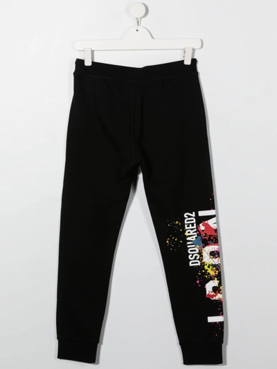 Shop Dsquared2 Teen Icon Logo-print Track Pants In Black