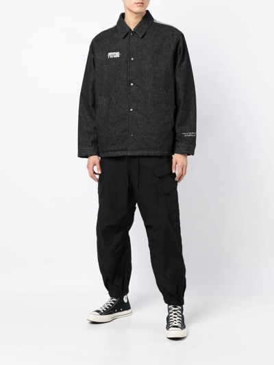 Shop Undercover X Psycho Graphic-print Denim Shirt Jacket In Black