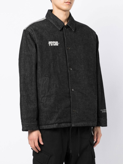 Shop Undercover X Psycho Graphic-print Denim Shirt Jacket In Black