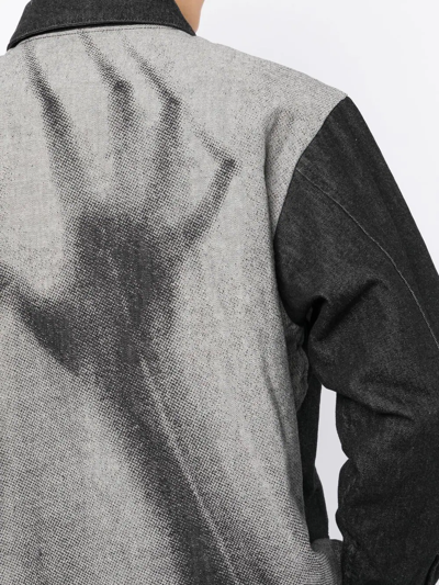 Shop Undercover X Psycho Graphic-print Denim Shirt Jacket In Black