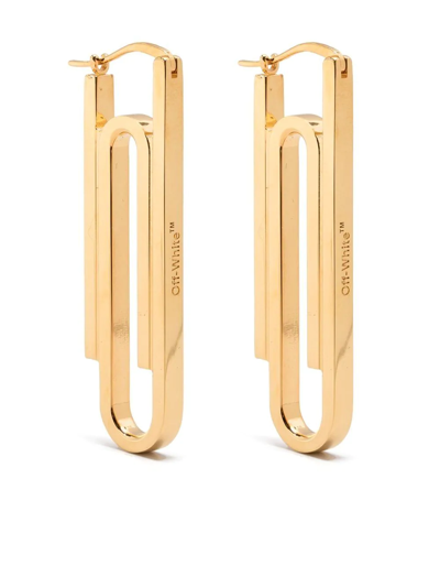 Shop Off-white Paperclip Drop Earrings In Gold