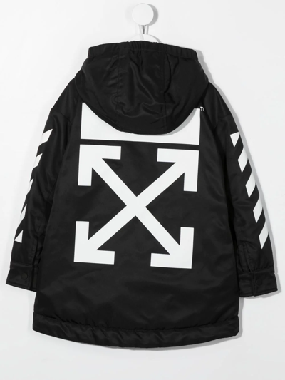 Shop Off-white Logo-print Parka Jacket In Black