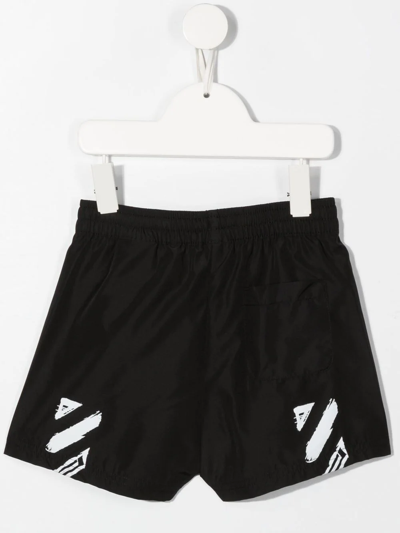 Shop Off-white Logo-print Swim Shorts In Black