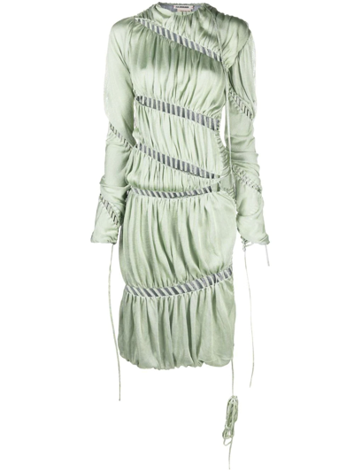 Shop Isa Boulder Lace-up Ruched Dress In Green