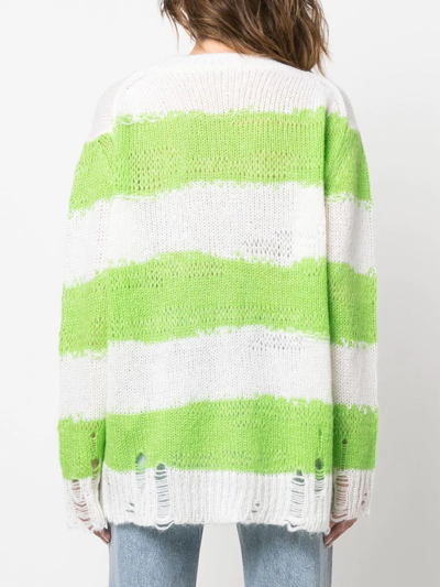Shop Acne Studios Striped Knitted Jumper In Green
