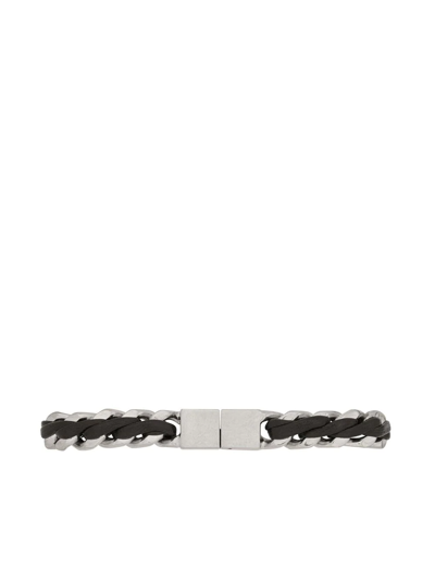 Shop Saint Laurent Logo-plaque Chain Bracelet In Silver