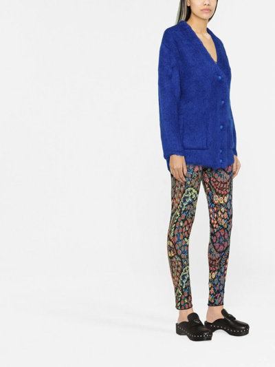 Shop Etro Logo-embroidered Cardigan In Blue
