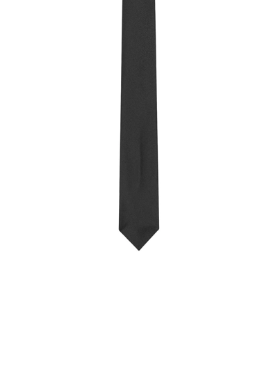 Shop Saint Laurent Pointed Silk Tie In Black