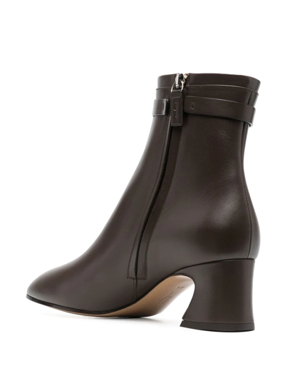 Shop Ferragamo Rego 55 Logo-plaque Ankle Boots In Brown