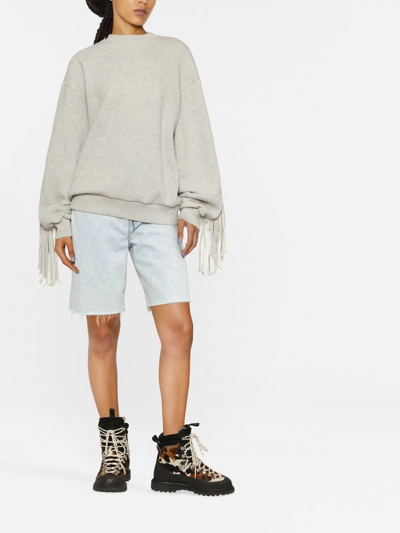 Shop Alanui Midsummer Fringed Sweatshirt In Grey