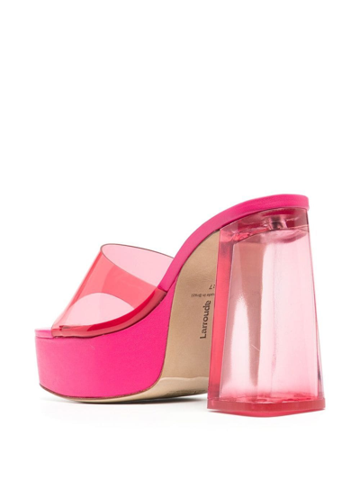 Shop Larroude Dolly Transparent-heel Platform Mules In Pink