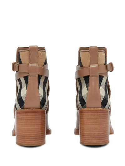 Shop Burberry Check-pattern Ankle Boots In Brown