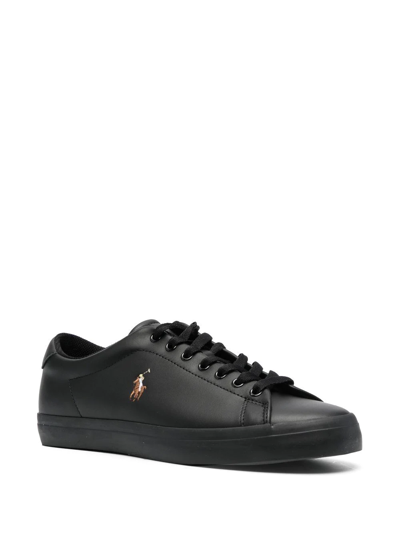 Polo Ralph Lauren Sayer Logo-embroidered Canvas Low-top Trainers In Black
