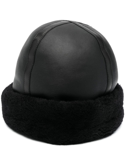 Shop Totême Shearling Winter Hat In Black