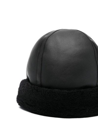 Shop Totême Shearling Winter Hat In Black