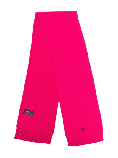 Shop Ralph Lauren Polo Pony Knitted Scarf In Pink