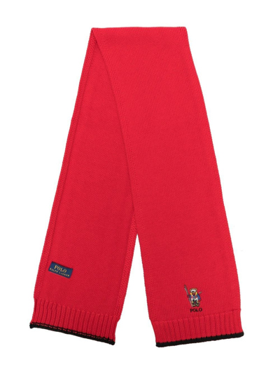 Shop Ralph Lauren Polo Bear Knitted Scarf In Red