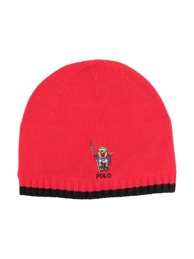 Shop Ralph Lauren Polo Bear Knitted Beanie In Red