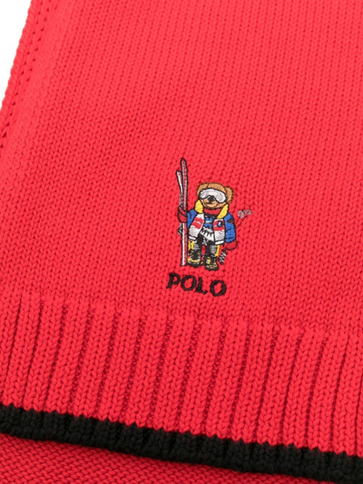 Shop Ralph Lauren Polo Bear Knitted Scarf In Red