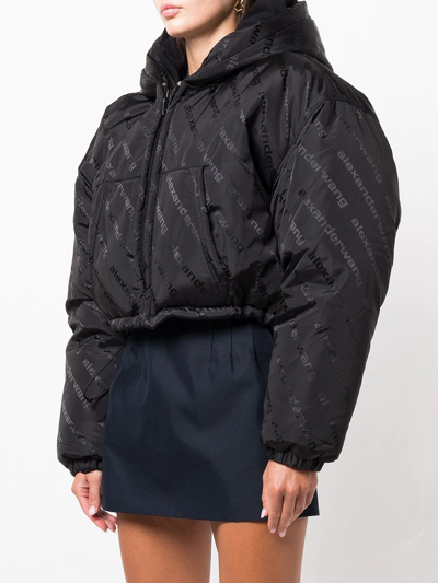 Shop Alexander Wang Logo-print Padded Jacket In Black