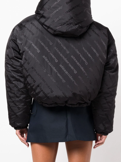 Shop Alexander Wang Logo-print Padded Jacket In Black