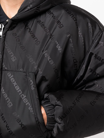 Shop Alexander Wang Logo-print Padded Jacket In Black
