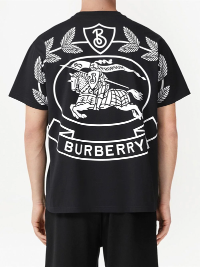 Shop Burberry Ekd-print Cotton T-shirt In Black