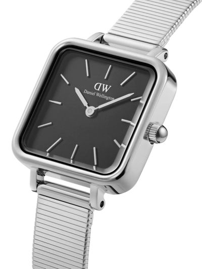 Shop Daniel Wellington Quadro Studio Silver 22x22mm In Black