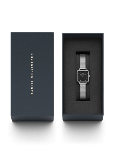 Shop Daniel Wellington Quadro Studio Silver 22x22mm In Black