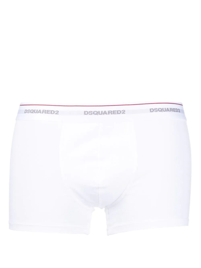Dsquared2 White Logo Cotton Boxer Briefs Set In White