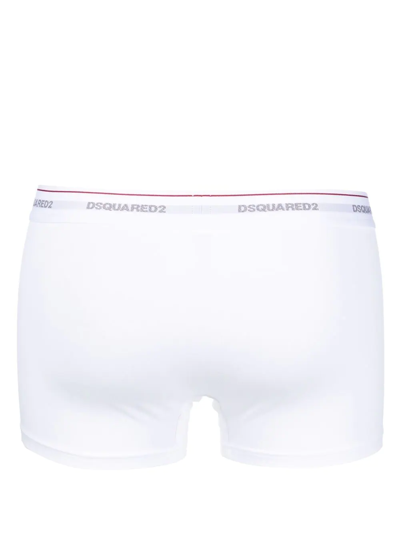 Dsquared2 White Logo Cotton Boxer Briefs Set In White
