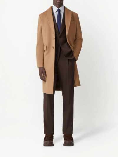 Burberry Notched-lapel Single-breasted Coat In Neutrals