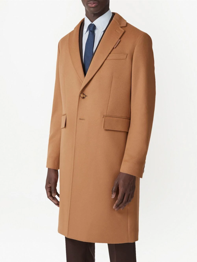 Shop Burberry Notched-lapel Single-breasted Coat In Neutrals