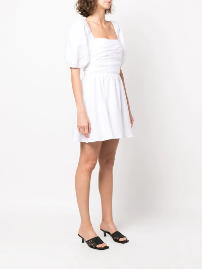 Shop Reformation Zula Puff-sleeve Square Neck Minidress In White