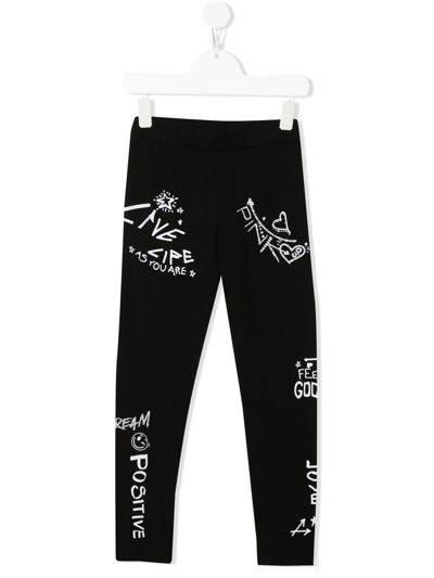 Shop Pinko Crystal-embellished Leggings In Black