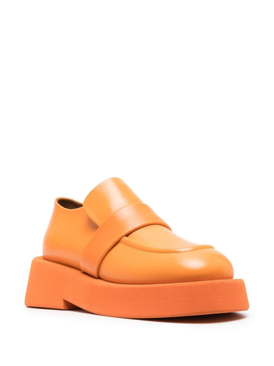Shop Marsèll Square-toe Leather Loafers In Orange