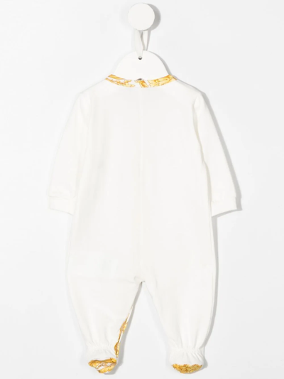Shop Versace Barocco Baby Pajamas In White