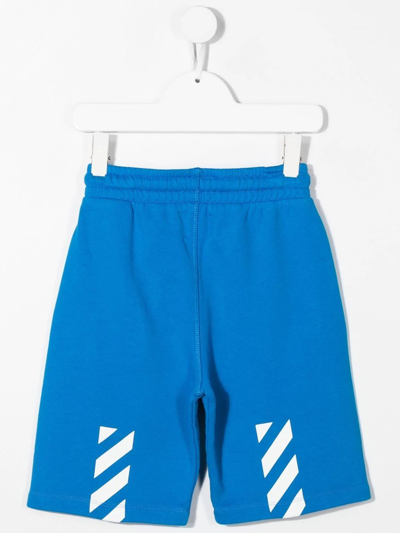 Shop Off-white Logo-print Track Shorts In Blue