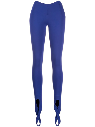 Shop Attico Lea Stirrup Leggings In Blue