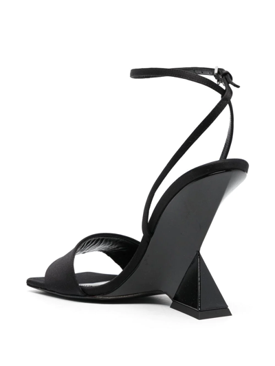 Attico Open-toe Calf Leather Heels In Black