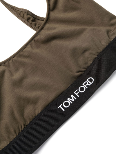 Shop Tom Ford Logo-trim Stretch Bralette In Green