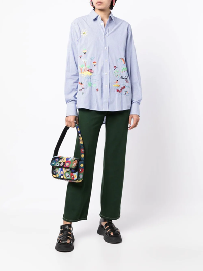 Shop Mira Mikati Embroidered-design Long-sleeve Shirt In Blue