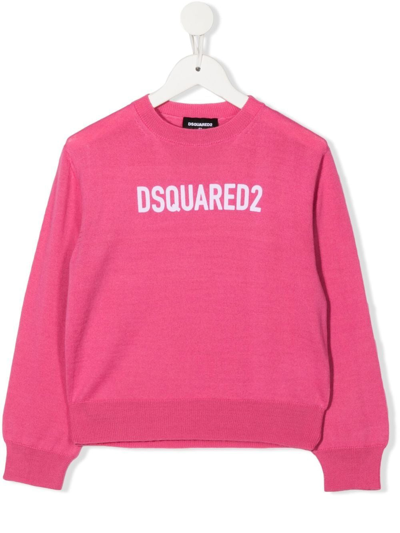 Shop Dsquared2 Logo-print Knitted Sweatshirt In Pink