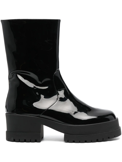 Shop Clergerie Wilmerv 70mm Patent-leather Ankle Boots In Black