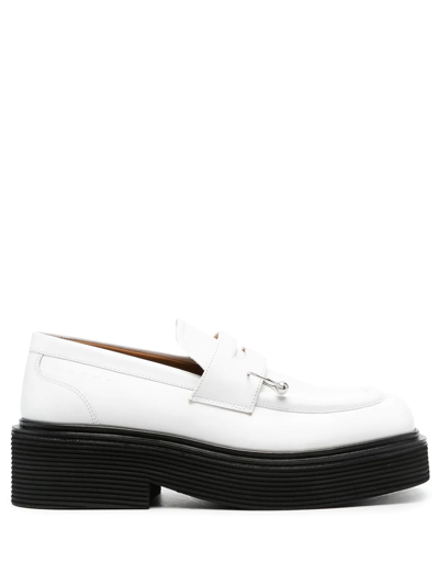 Shop Marni Piercing-detail Slip-on Loafers In White