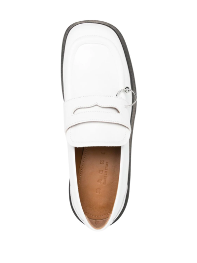 Shop Marni Piercing-detail Slip-on Loafers In White