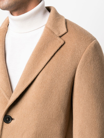 Zegna Single-breasted Camel Hair Coat In Brown