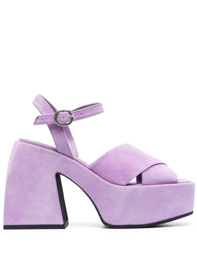 Shop Nodaleto Crossover-strap 120mm Platform Sandals In Purple