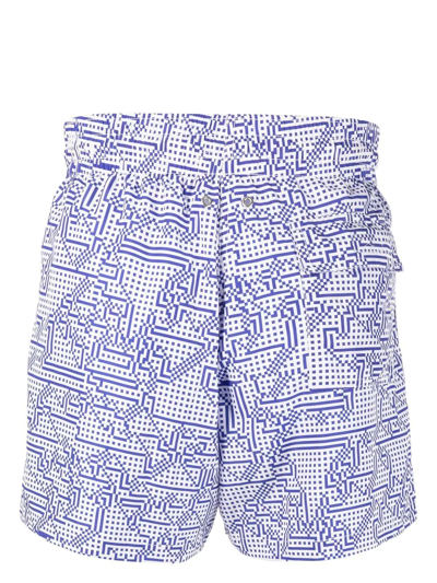 Shop Arrels Barcelona Geometric-print Swim Shorts In Blue